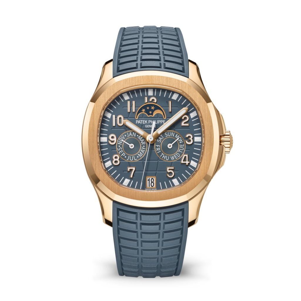 Patek Philippe  Aquanaut 39.9 mm Blue Dial 18K Rose Gold Rubber Strap 5261R-001 - WATCHXNYC