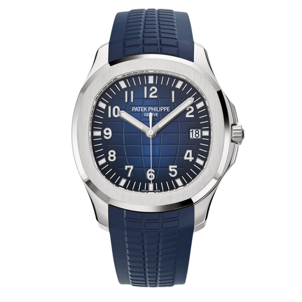 Patek Philippe  Aquanaut 42.2 mm Blue Dial 18K White Gold Rubber Strap 5168G-001 - WATCHXNYC