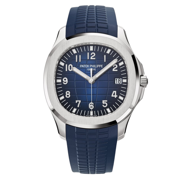 時計 AQUANAUTIC Patek Philippe Aquanaut 42.2 mm Blue Dial 18K White Gold Rubber Strap