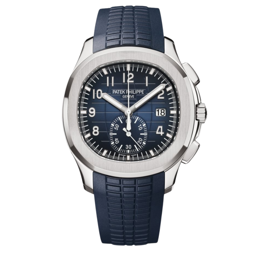 Patek Philippe  Aquanaut 42.2 mm Blue Dial 18K White Gold Rubber Strap 5968G-001 - WATCHXNYC