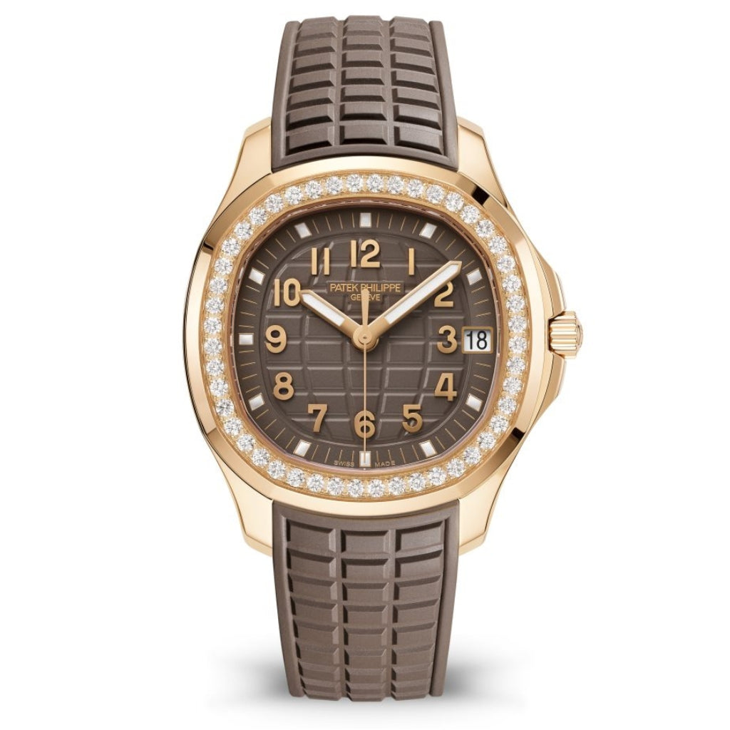 Patek Philippe Aquanaut Luce Brown Dial Rose Gold & Diamond Case Leather Strap 38.8mm - WATCHXNYC