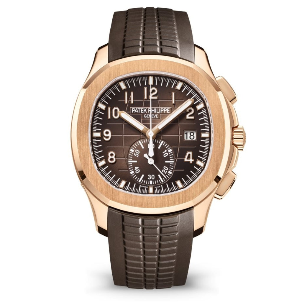 Patek Philippe Aquanaut Travel Time Blue/Gray Dial Rose Gold Case Leather Strap 38.8mm 5269R-001 - WATCHXNYC