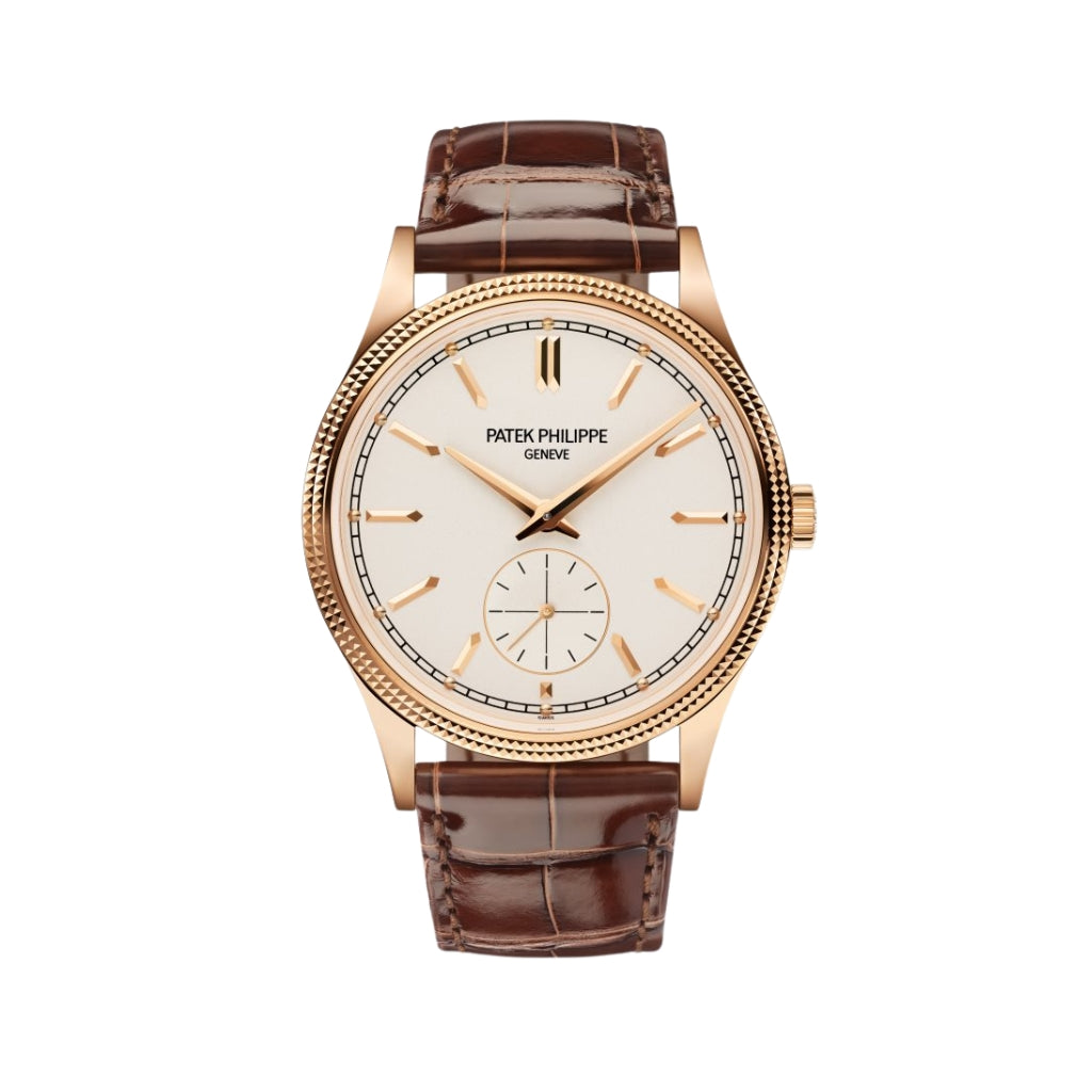 Patek Philippe Calatrava Silver Grained Dial Rose Gold Case   Strap 39mm 6119R-001 - WATCHXNYC