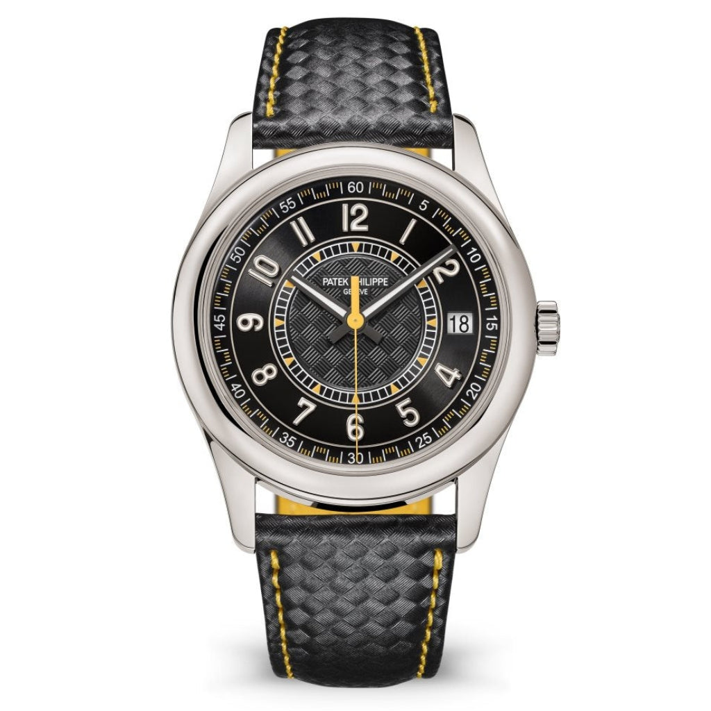 Patek Philippe Calatrava Sweep Seconds Batman Carbon Dial White Gold Case   Black Leather Strap  40 mm 6007G-001 - WATCHXNYC