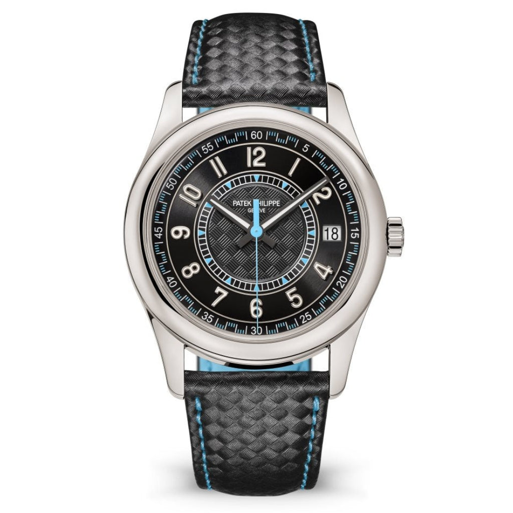 Patek Philippe Calatrava Sweep Seconds Tiffany Blue Carbon Dial White Gold Case   Black Leather Strap  40 mm 6007G-011 - WATCHXNYC