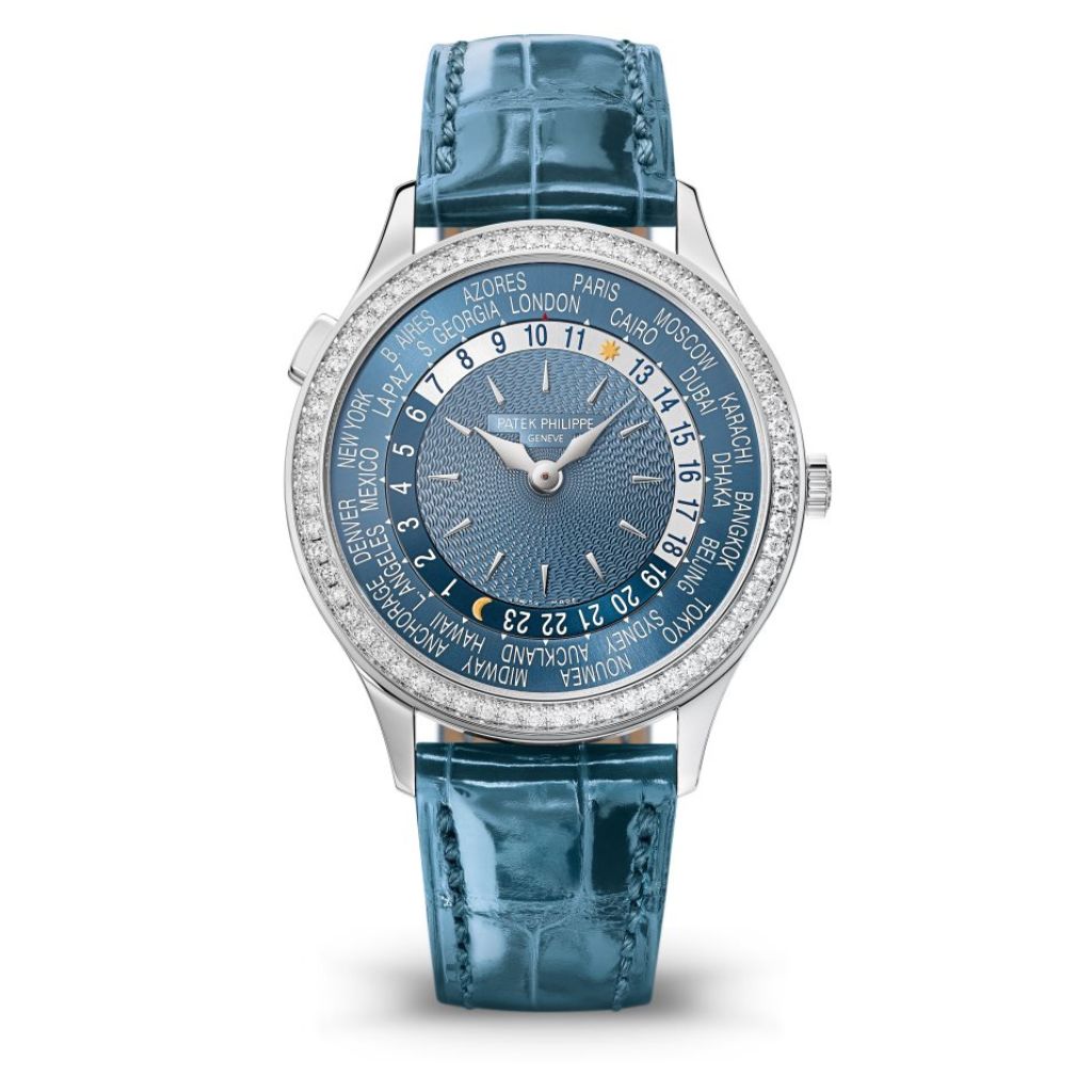Patek Philippe Complications 36 mm Blue Dial with Diamonds 18K White Gold   Leather Strap 7130G-016 - WATCHXNYC