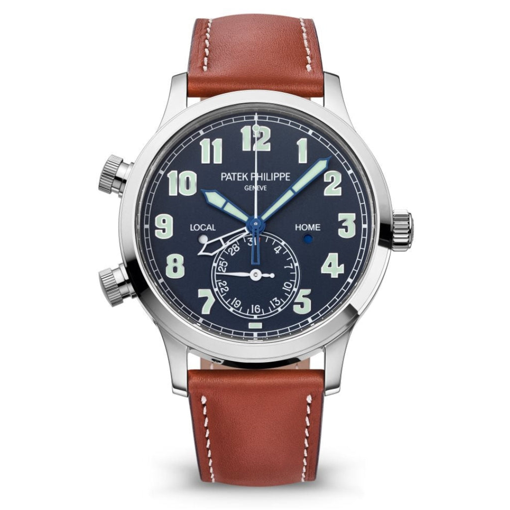 Patek Philippe Complications Calatrava Blue Varnished Dial White Gold Case Calf Leather Brown Strap 42mm 5524G-001 - WATCHXNYC