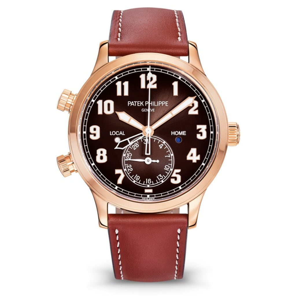 Patek Philippe Complications Calatrava Brown Sunburst Dial Rose Gold Case   Leather Brown Strap 42mm 5524R-001 - WATCHXNYC