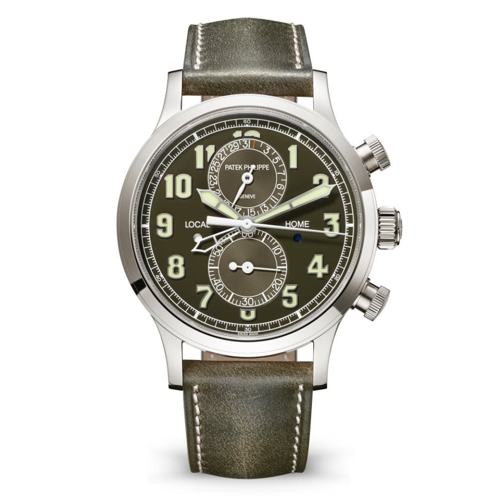 Patek Philippe Complications Calatrava Green Dial White Gold Case Green Strap 42 mm 5924G-010 - WATCHXNYC