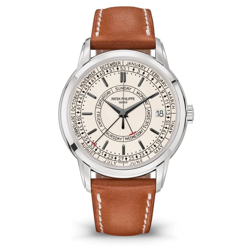Patek Philippe Complications Esfera plateada opalina Caja de acero Correa de piel de becerro 40 mm 5212A-001