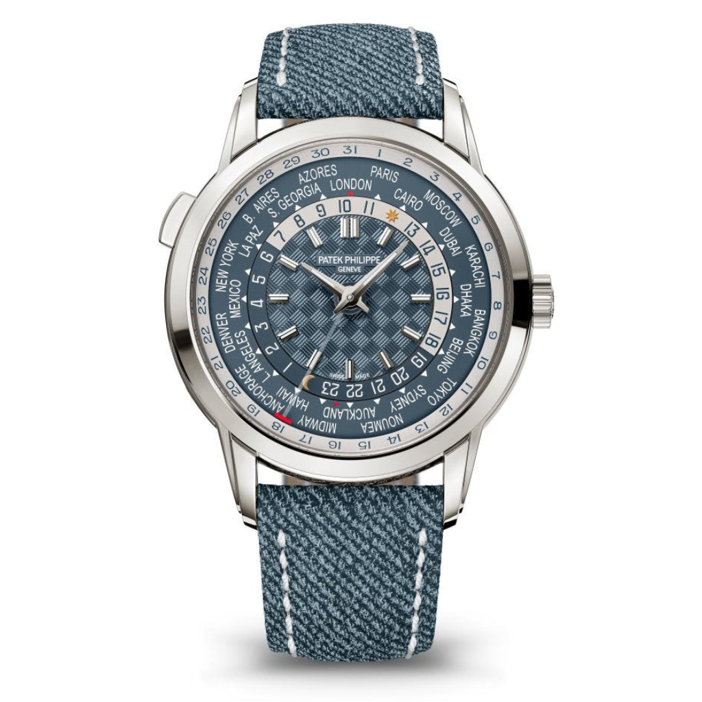 Patek Philippe Complications World Time Carbon Dial   Blue Strap 38.5 mm 5231G-001 - WATCHXNYC