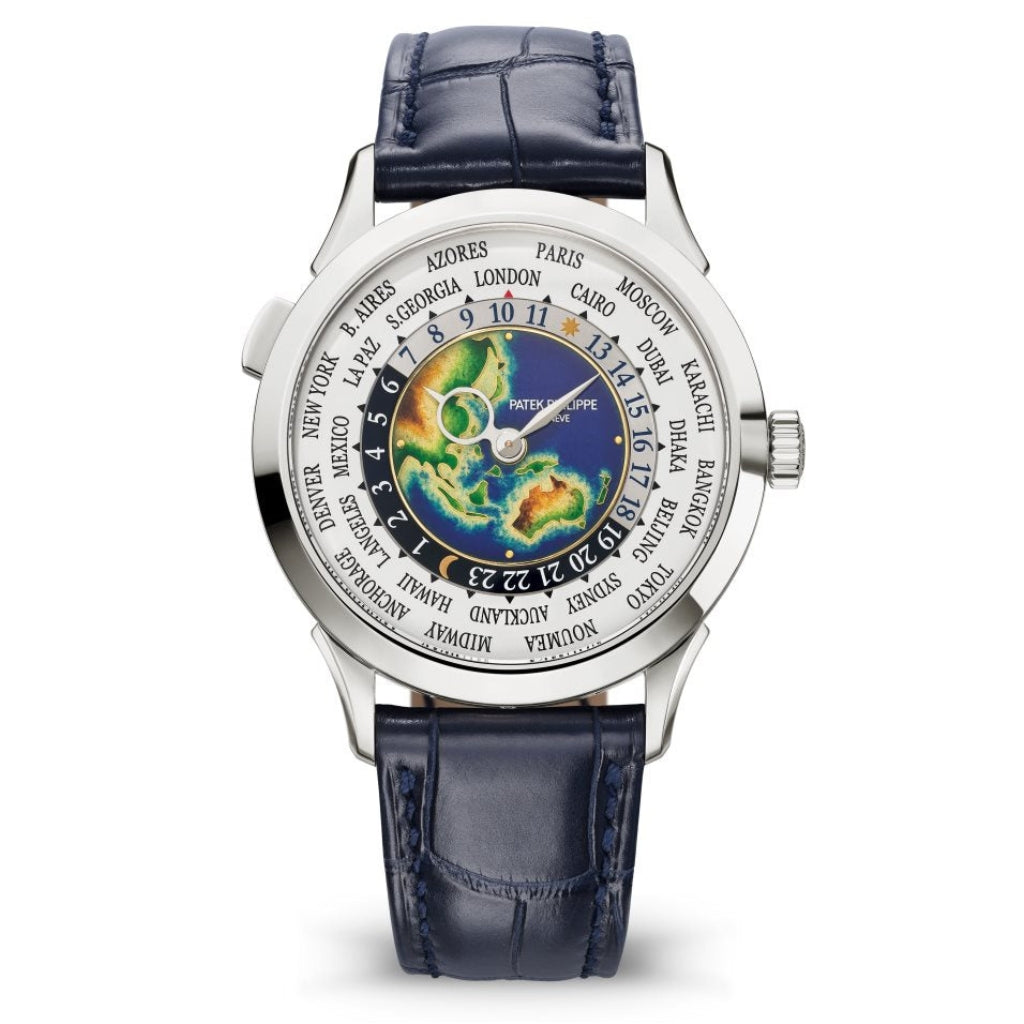 Patek Philippe Complications World Time Enamel Dial   Leather Blue 38.5 mm 5231G-001 - WATCHXNYC