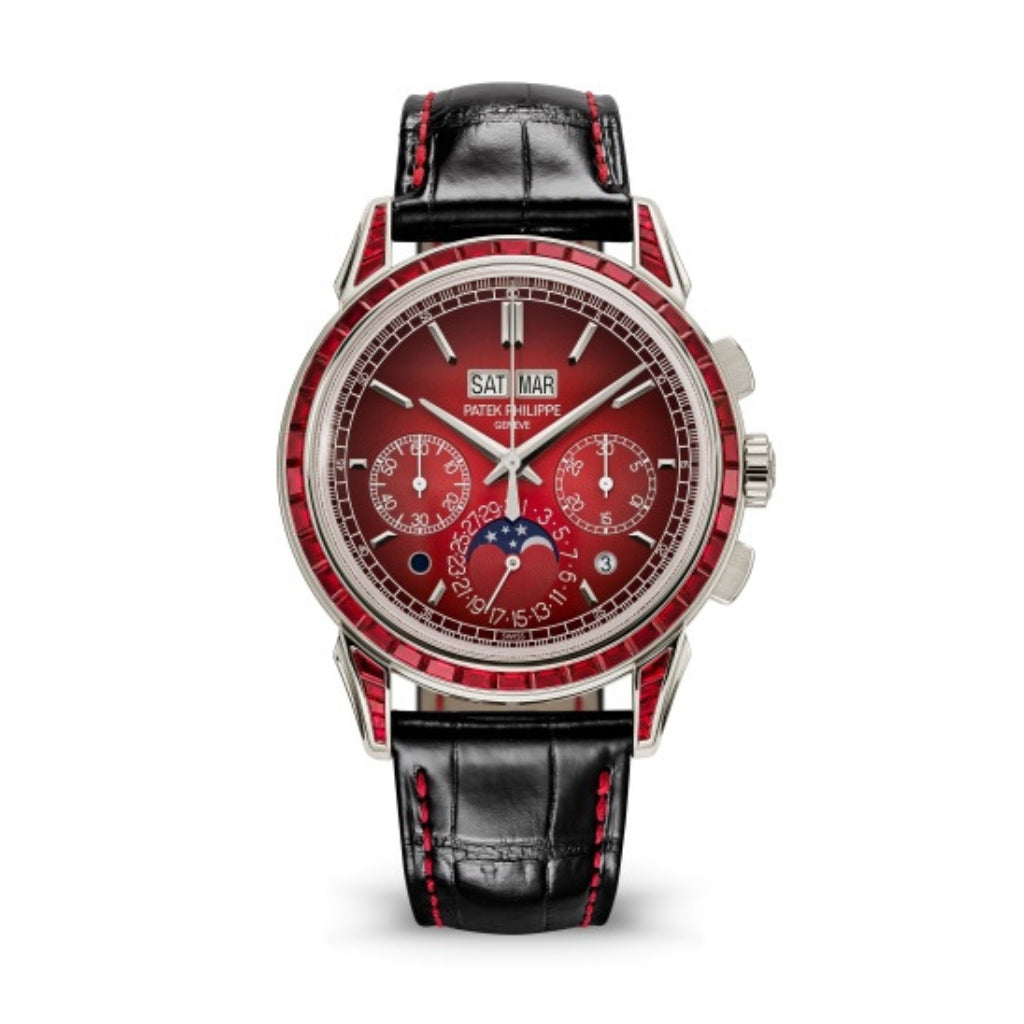 Patek Philippe Grand Complications 41 mm Red Dial with Diamonds Platinum   Leather Strap 5271/12P-010 - WATCHXNYC
