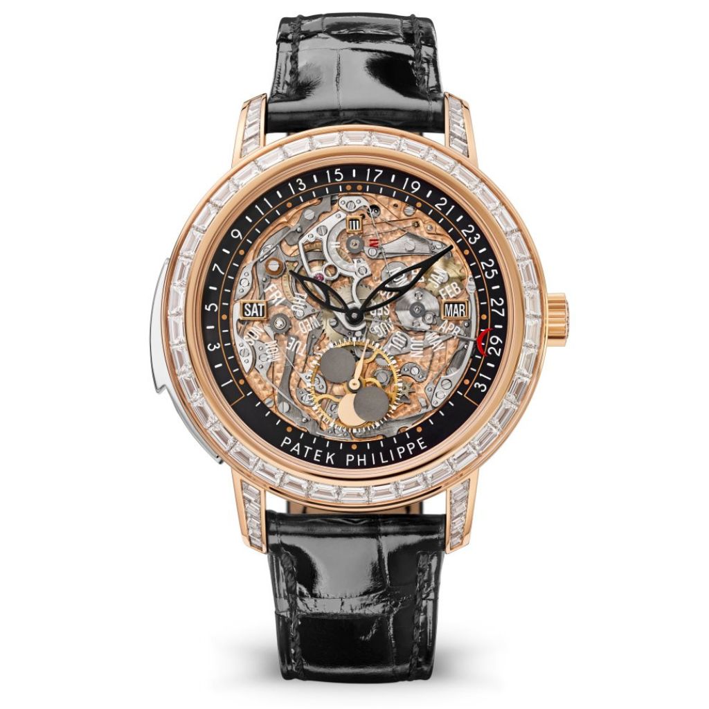 Patek Philippe Grand Complications 43 mm Transparent Dial with Diamonds 18K Rose Gold   Leather Strap 5304/301R-001 - WATCHXNYC