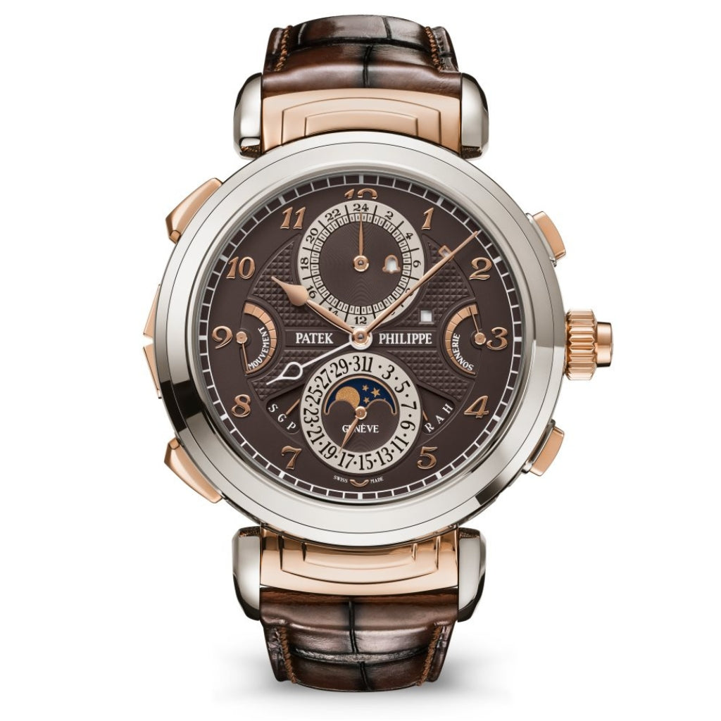 Patek Philippe Grand Complications Grandmaster Chime Brown Gold Time  Dial & Calandar Dial White & Rose Gold Reversible Case   Leather Strap 47.7 mm 6300GR-001 - WATCHXNYC