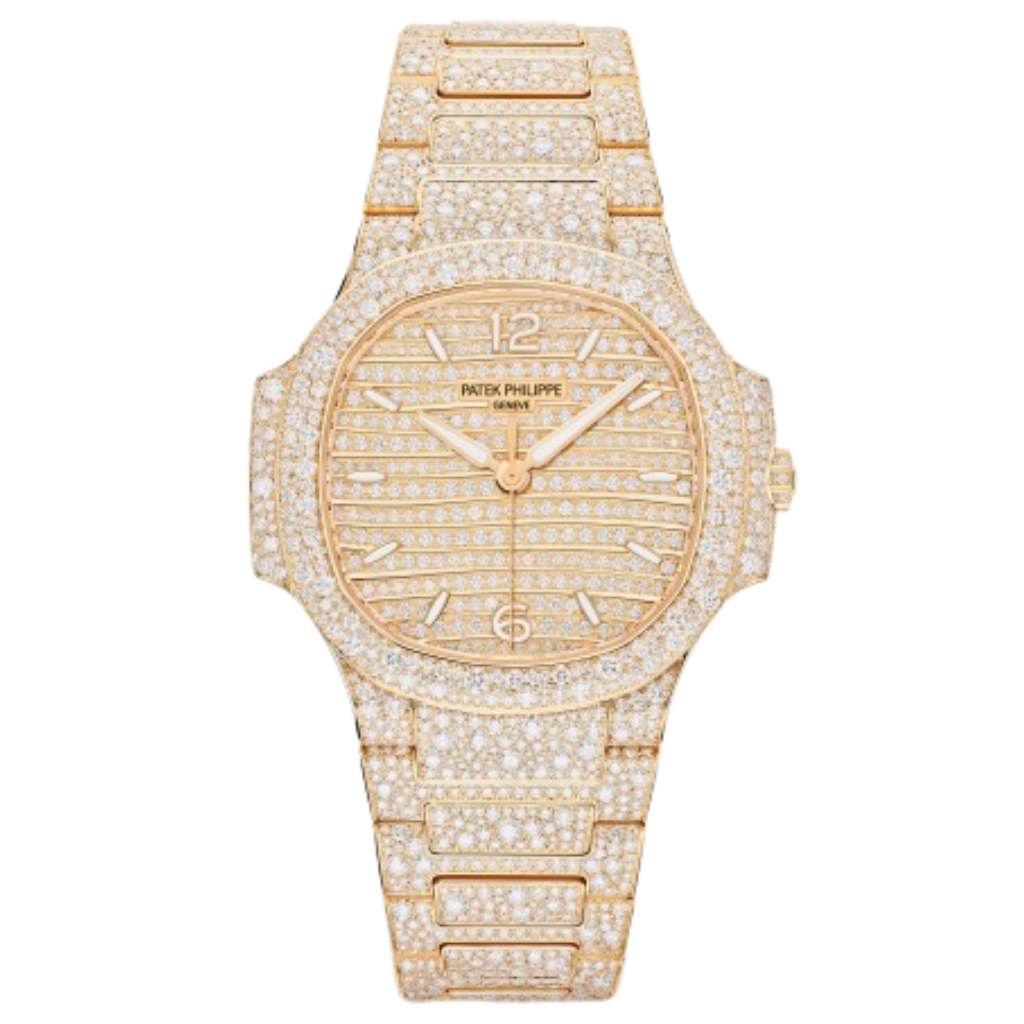 Patek Philippe Nautilus 35.2 mm Diamond Paved Dial 18K Rose Gold Bracelet 7118/1450R-001 - WATCHXNYC