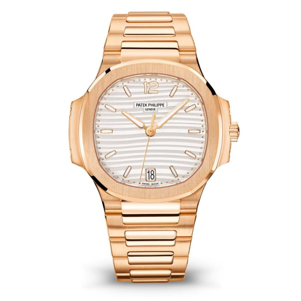Patek Philippe Nautilus 35.2 mm Silver Dial 18K Rose Gold Bracelet 7118/1R-001 - WATCHXNYC