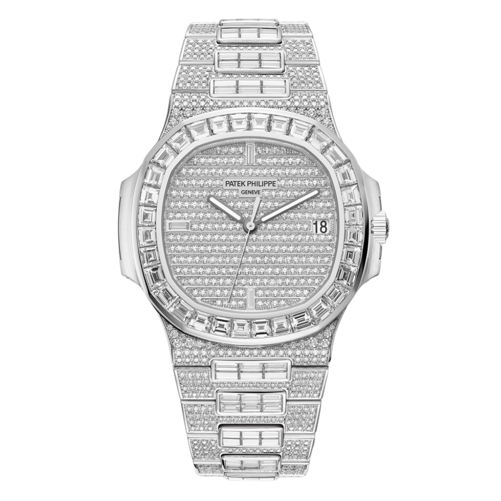 Patek Philippe  Nautilus 40 mm Diamond Paved Dial 18K White Gold Bracelet 5719/10G-010 - WATCHXNYC