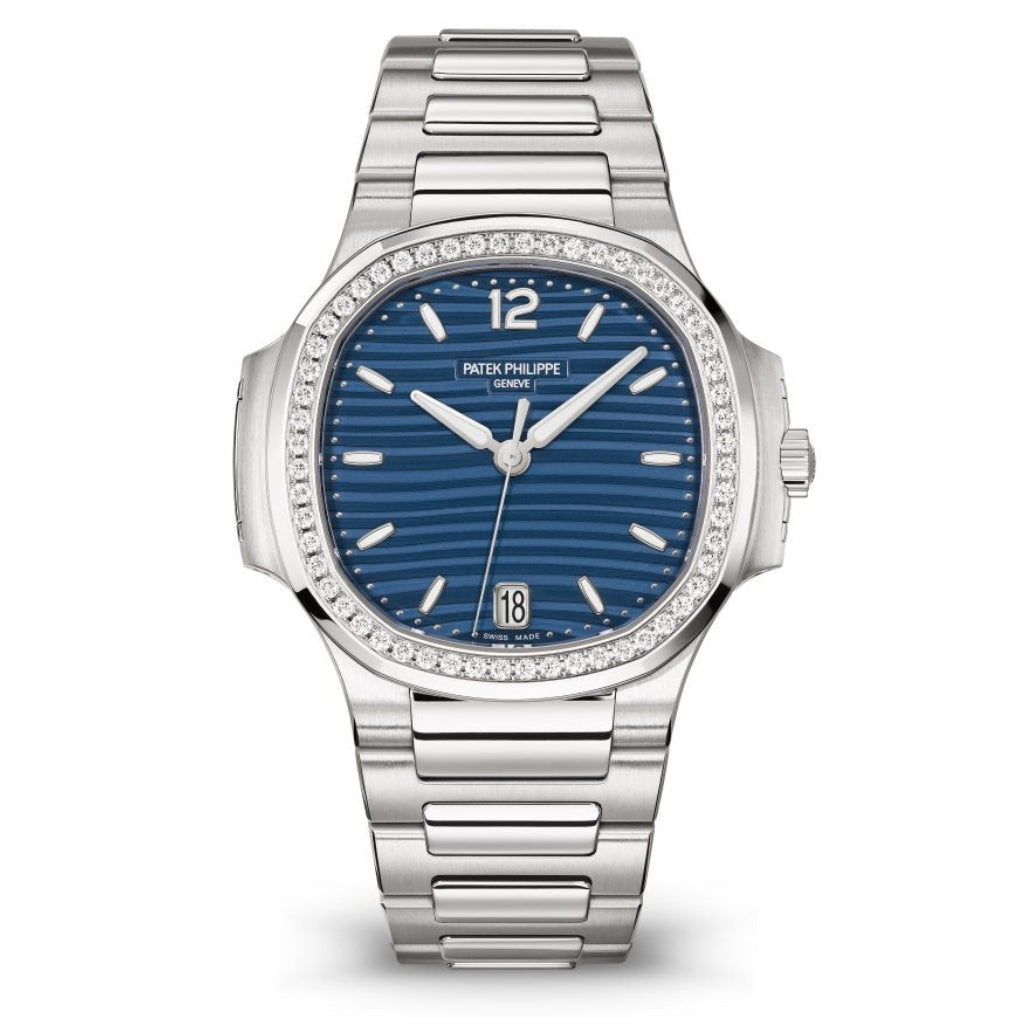 Patek Philippe Nautilus Blue Dial Stainless Steel & Diamond Case/Bracelet 35.2mm 7118-1200a-001 - WATCHXNYC