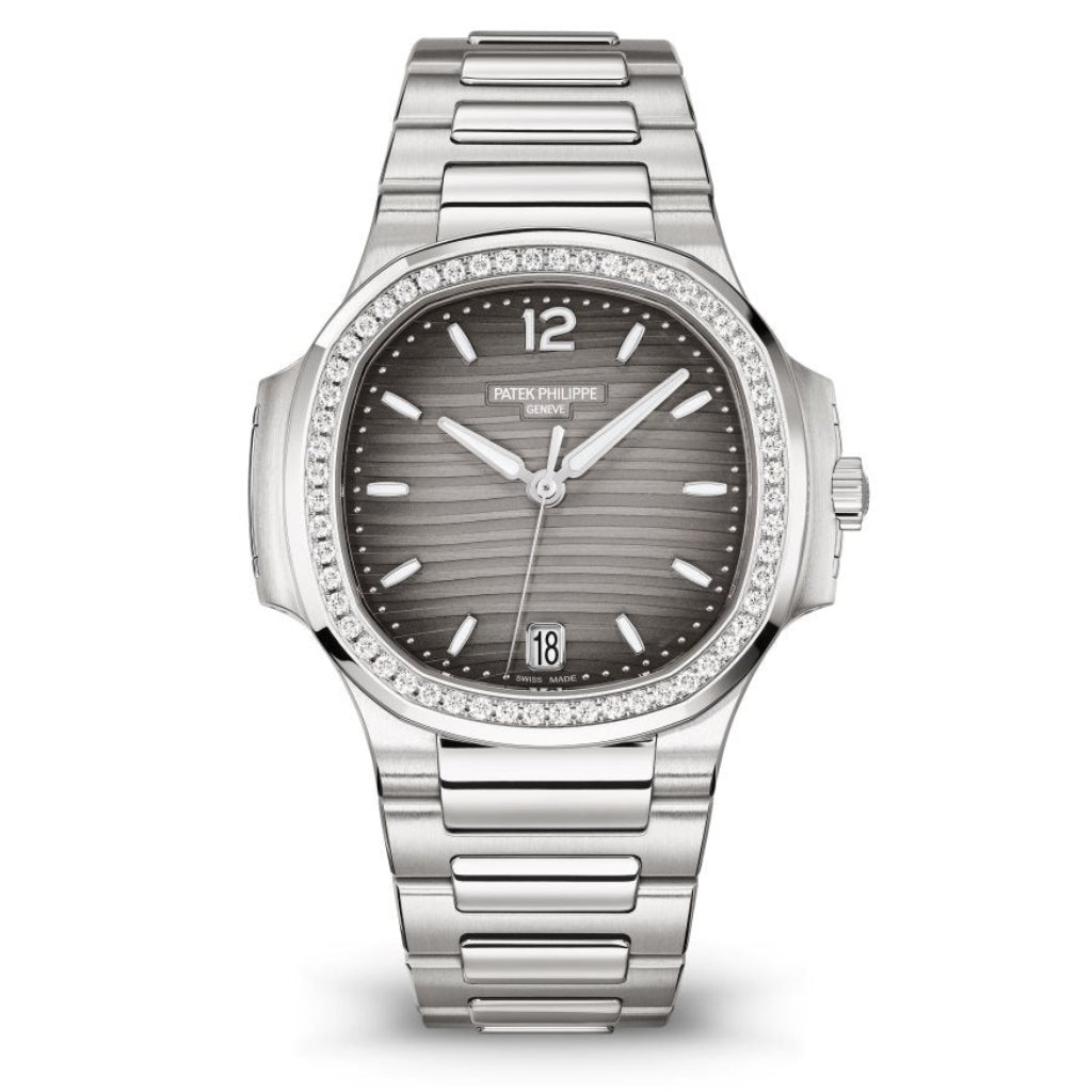 Patek Philippe Nautilus Gray Opaline Dial Stainless Steel & Diamond Case/Braclet 35.2mm 7118-1200A-011 - WATCHXNYC