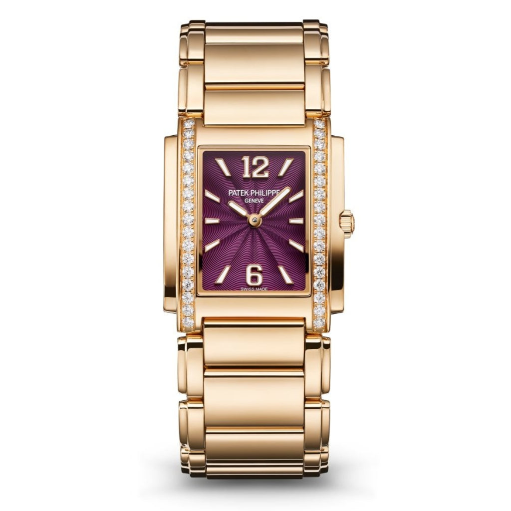 Patek Philippe Twenty~4 Lacquered Purple Rose Gold Dial Rose Gold Case & Diamond Case/Bracelet 30mm 4910/1201R - WATCHXNYC