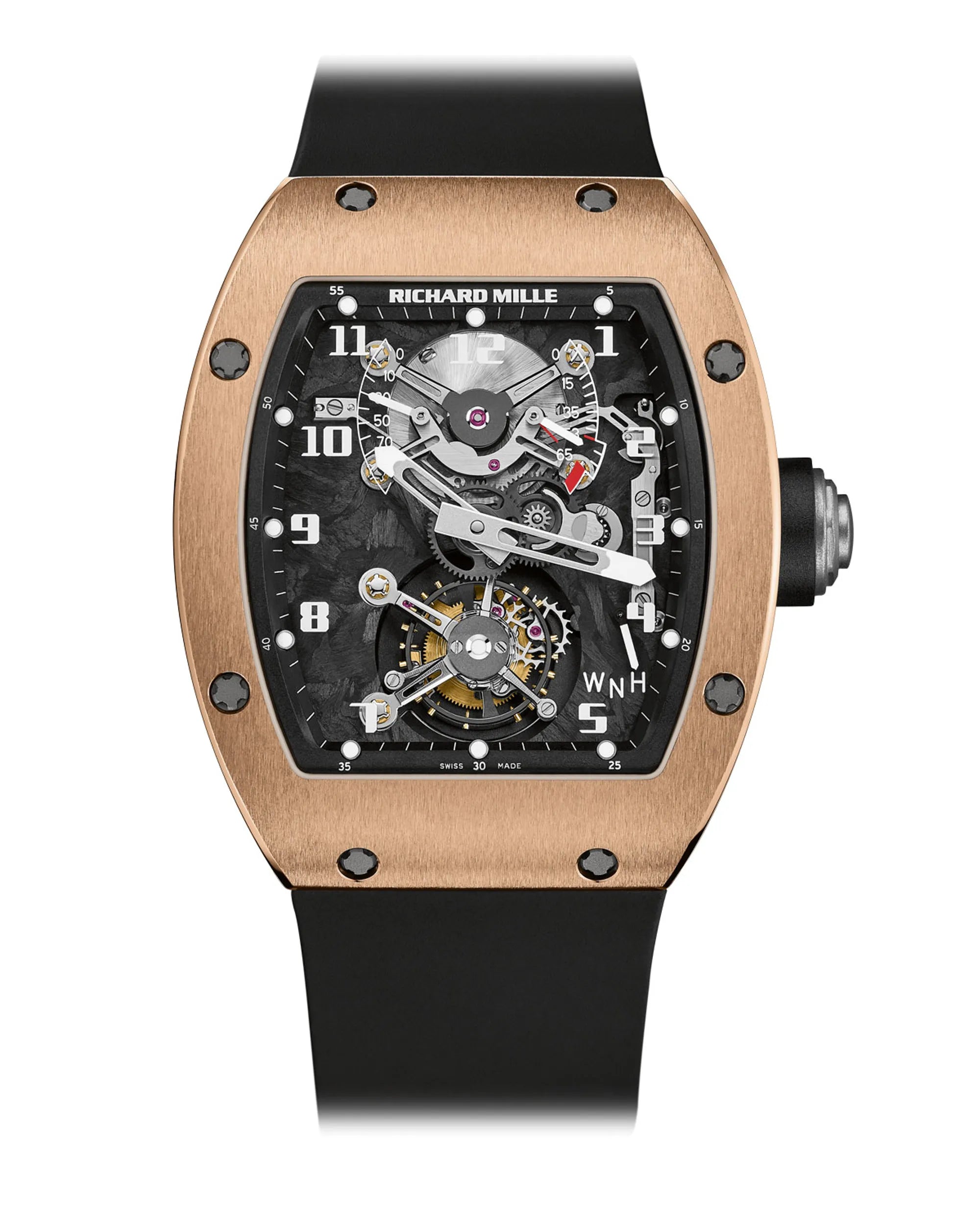Richard Mille RM002 Rose Tourbillon 38mm x 45mm Transparent Dial Carbon Ceramic Rubber Strap - WATCHXNYC