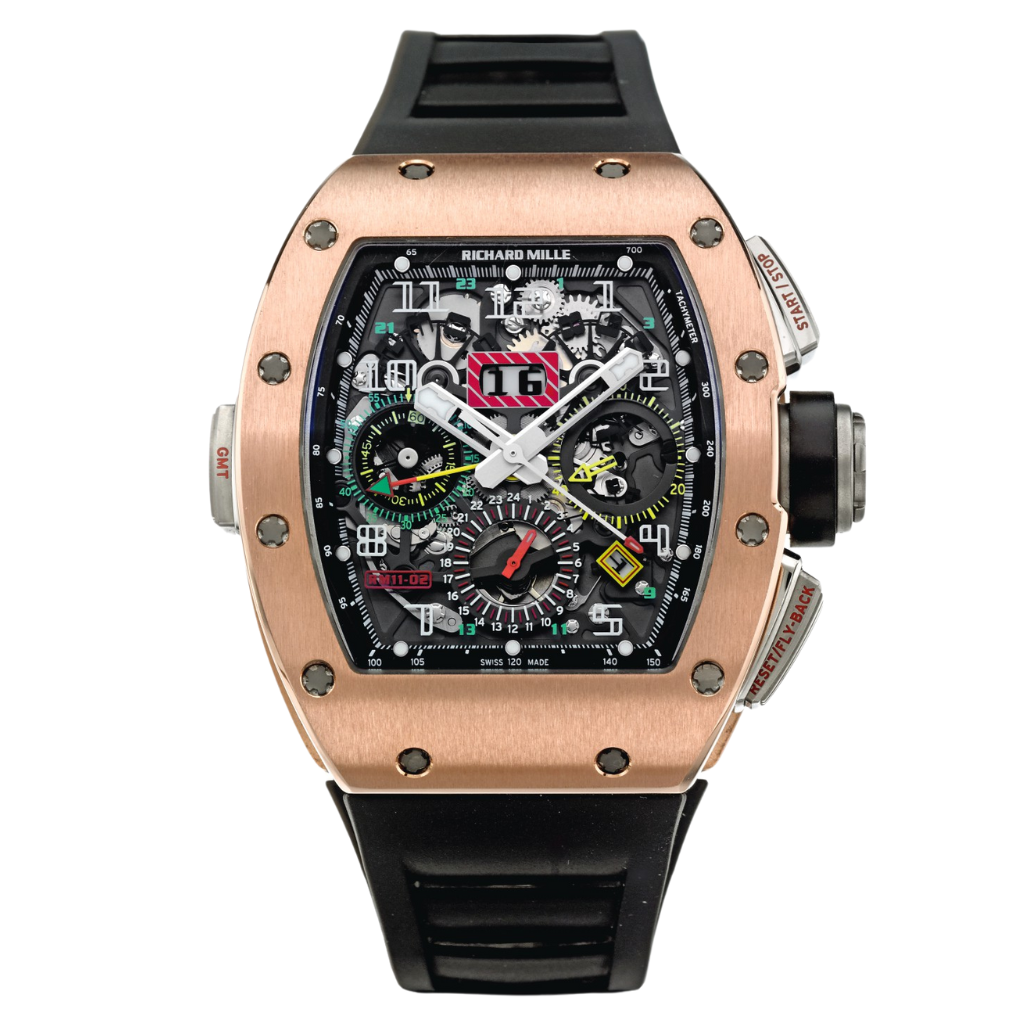 Richard Mille RM011-02 RG 50 mm x 40 mm Transparent Dial Rose Gold Rubber Strap - WATCHXNYC