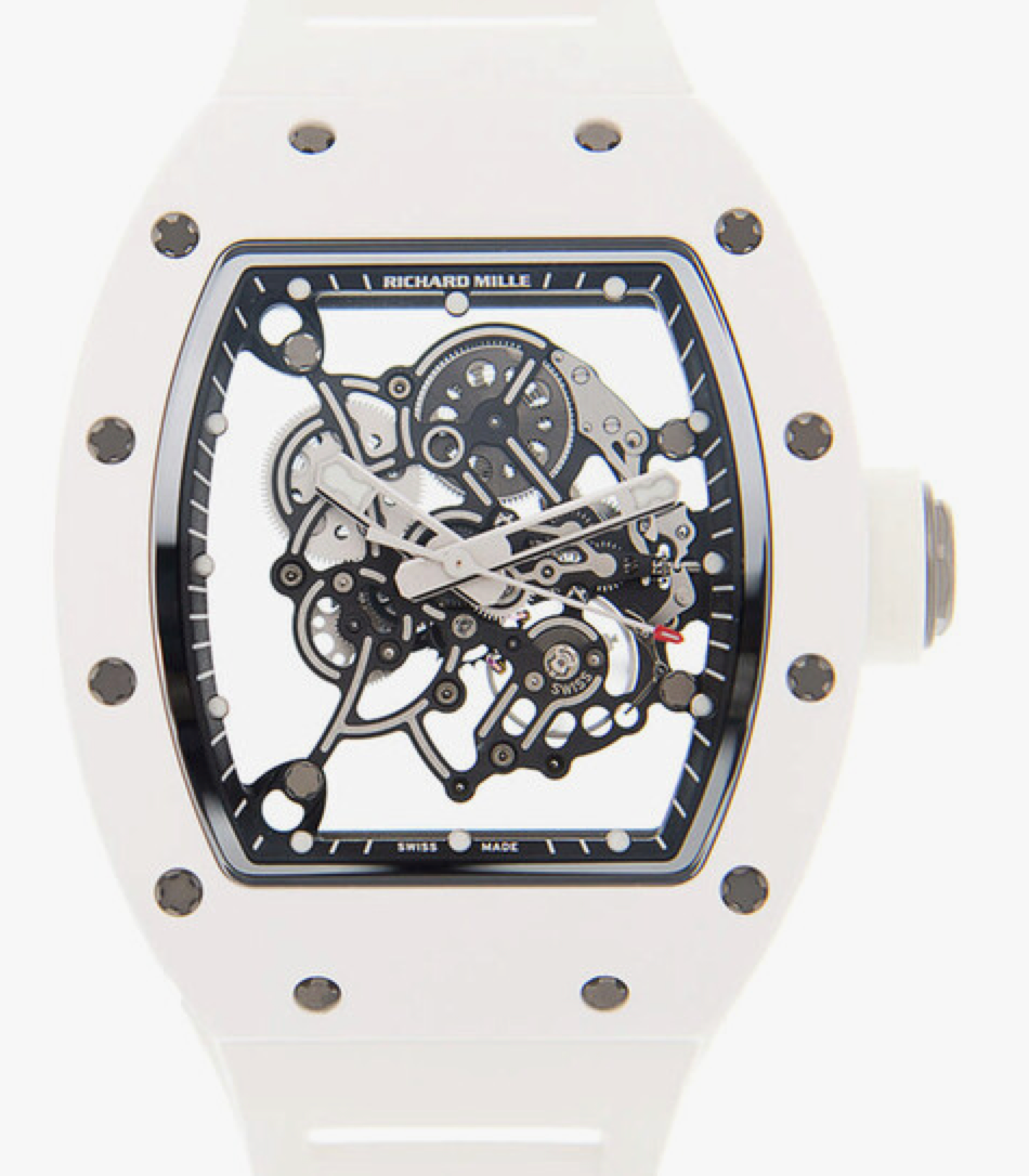 Richard Mille RM055 Bubba Watson 42.7 mm x 50 mm Transparent Dial Ceramic Rubber Strap - WATCHXNYC