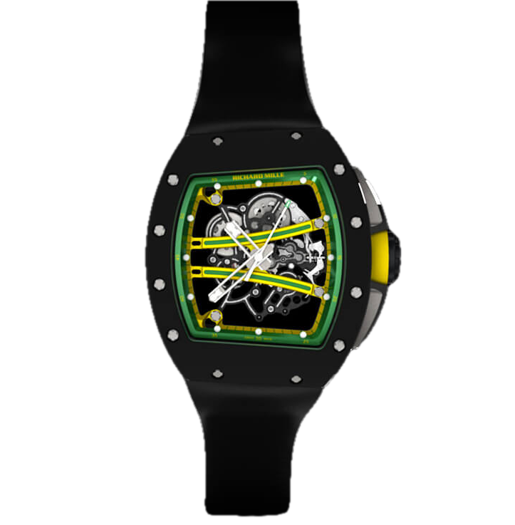Richard Mille RM061 Yohan Blake 42.7 mm x 50 mm Transparent Dial Carbon Rubber Strap - WATCHXNYC