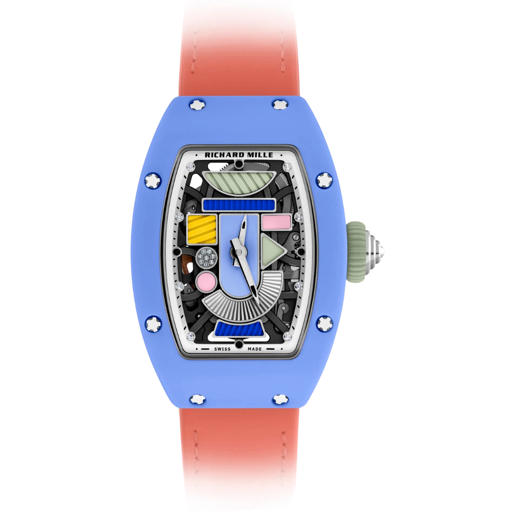 Richard Mille RM07-01 Automatic Winding Colored Ceramics 30 mm Black Dial Blue Rubber Strap - WATCHXNYC