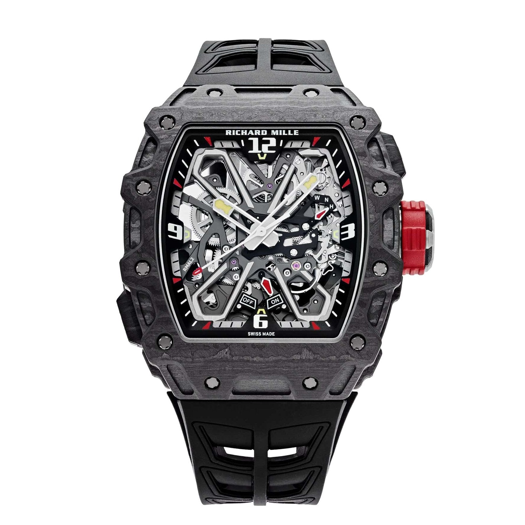Richard Mille RM35-03 Automatic Winding Rafael Nadal 31 mm Black Dial Platinum Rubber Strap - WATCHXNYC