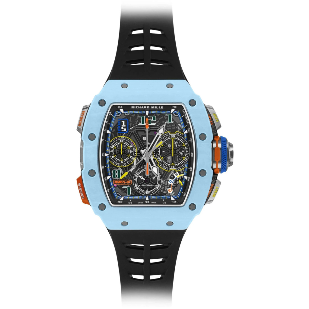Richard Mille RM65-01 Automatic Winding Split-seconds Chronograph 32 mm Black Dial Platinum Rubber Strap - WATCHXNYC