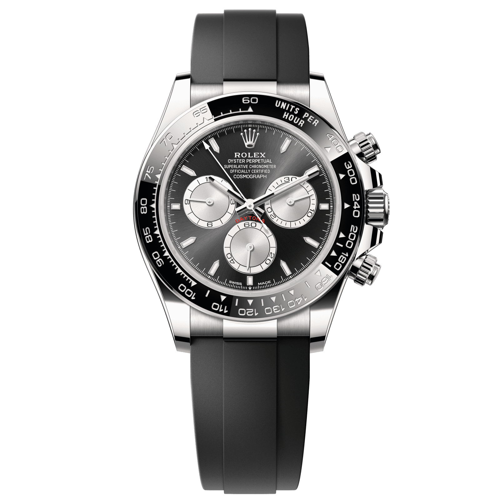 Rolex Cosmograph Daytona 40 mm Bright Black and Steel  Dial 18 kt White Gold Oysterflex Bracelet 126519ln-0002 - WATCHXNYC