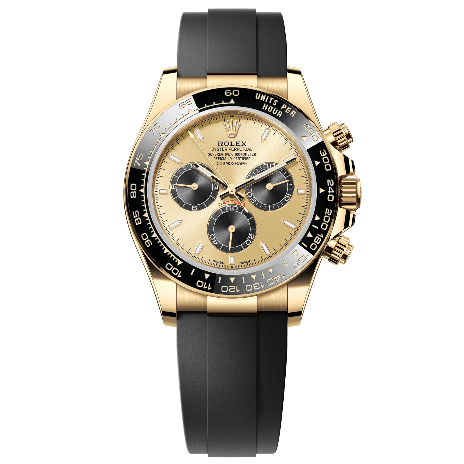 Rolex Cosmograph Daytona 40 mm Golden and Bright Black Dial 18 kt Yellow Gold Oysterflex Bracelet 126518ln-0012 - WATCHXNYC