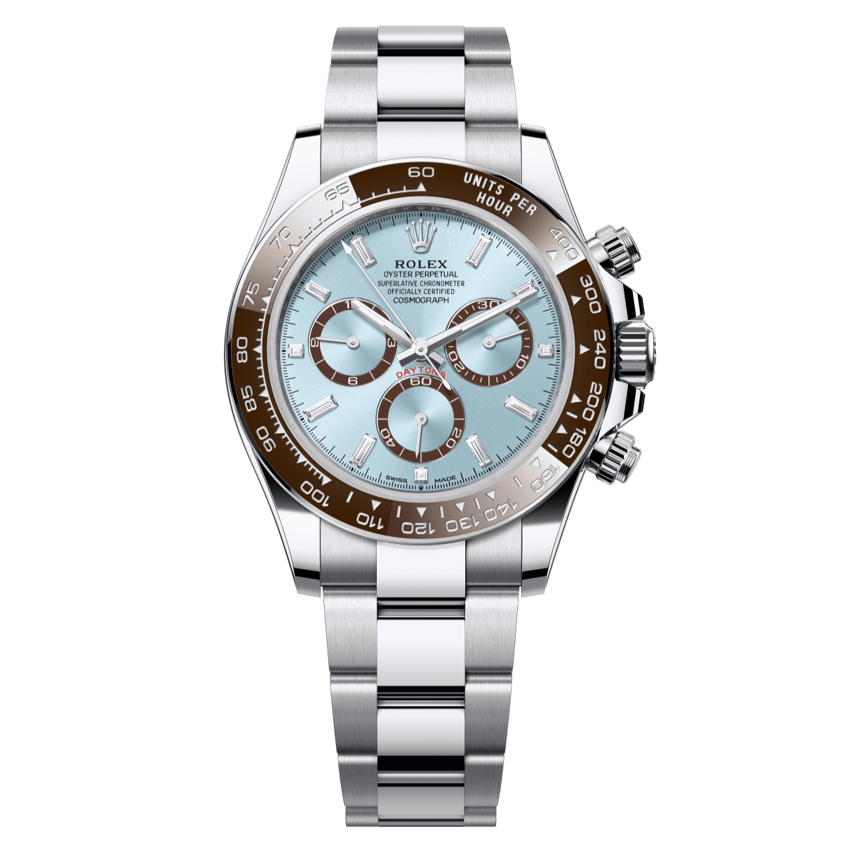 Rolex Cosmograph Daytona 40 mm Ice-Blue, Diamond-Set Dial Platinum Oyster Bracelet 126506-0002 - WATCHXNYC