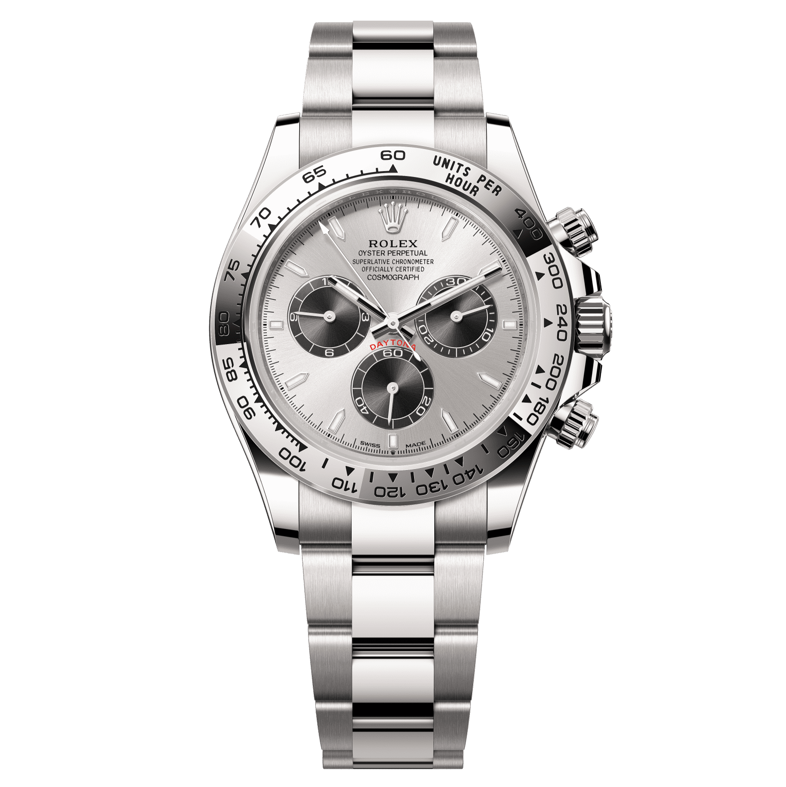Rolex Cosmograph Daytona 40 mm Steel and bright black Dial 18 kt white gold Oyster bracelet 126509-0003 - WATCHXNYC