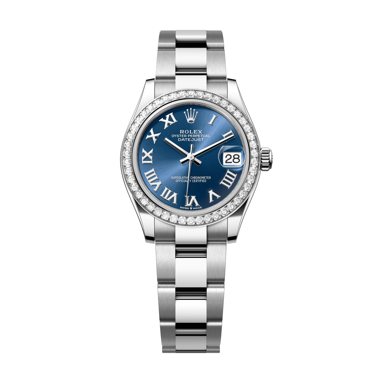 Rolex Datejust 31 31 mm Bright Blue  Dial with Diamonds Oystersteel and White Gold Oyster Bracelet 278384rbr-0038 - WATCHXNYC