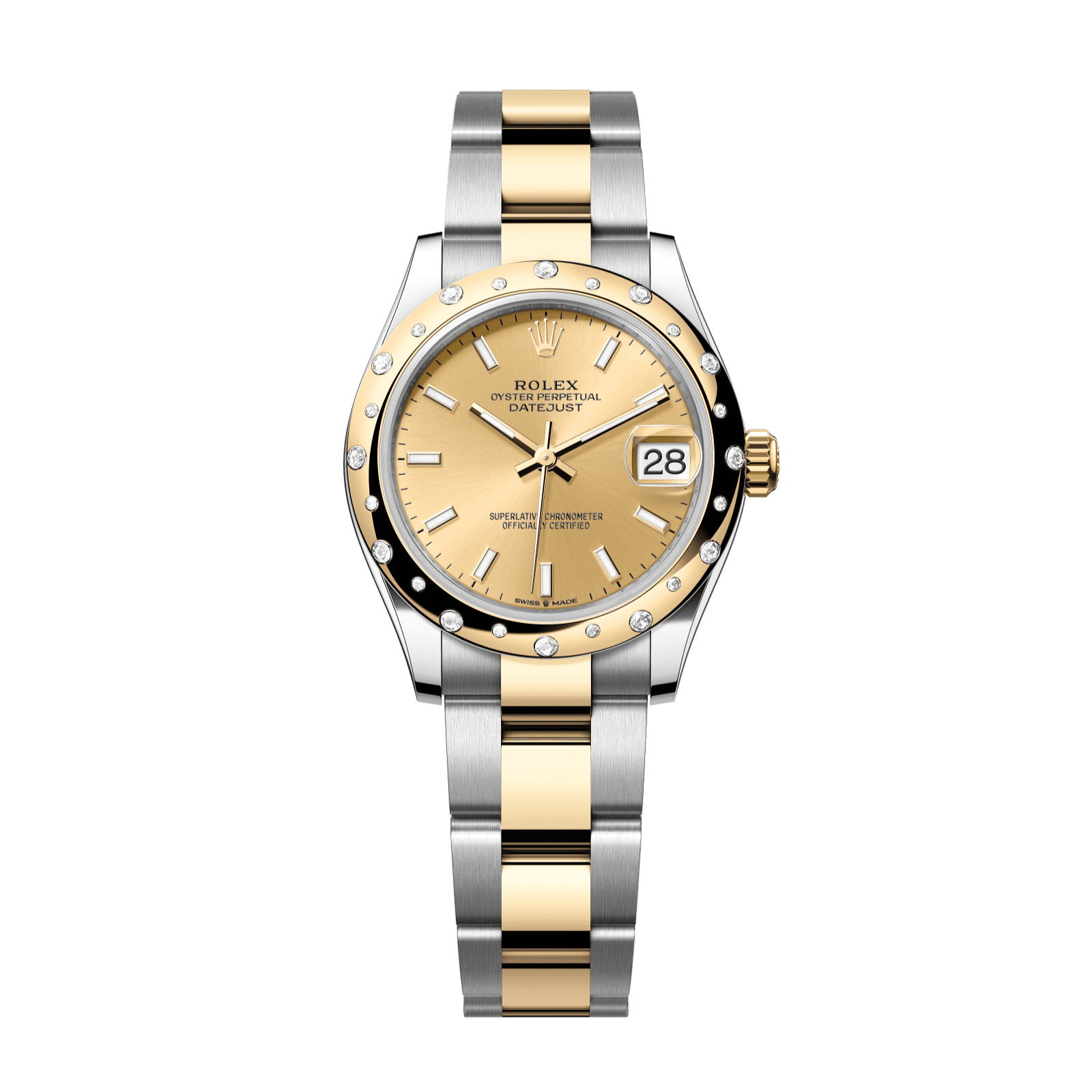 Rolex Datejust 31 31 mm Champagne-Colour Dial  with Diamonds  Oystersteel and 18k Yellow Gold Oyster Bracelet 278343rbr-0013 - WATCHXNYC