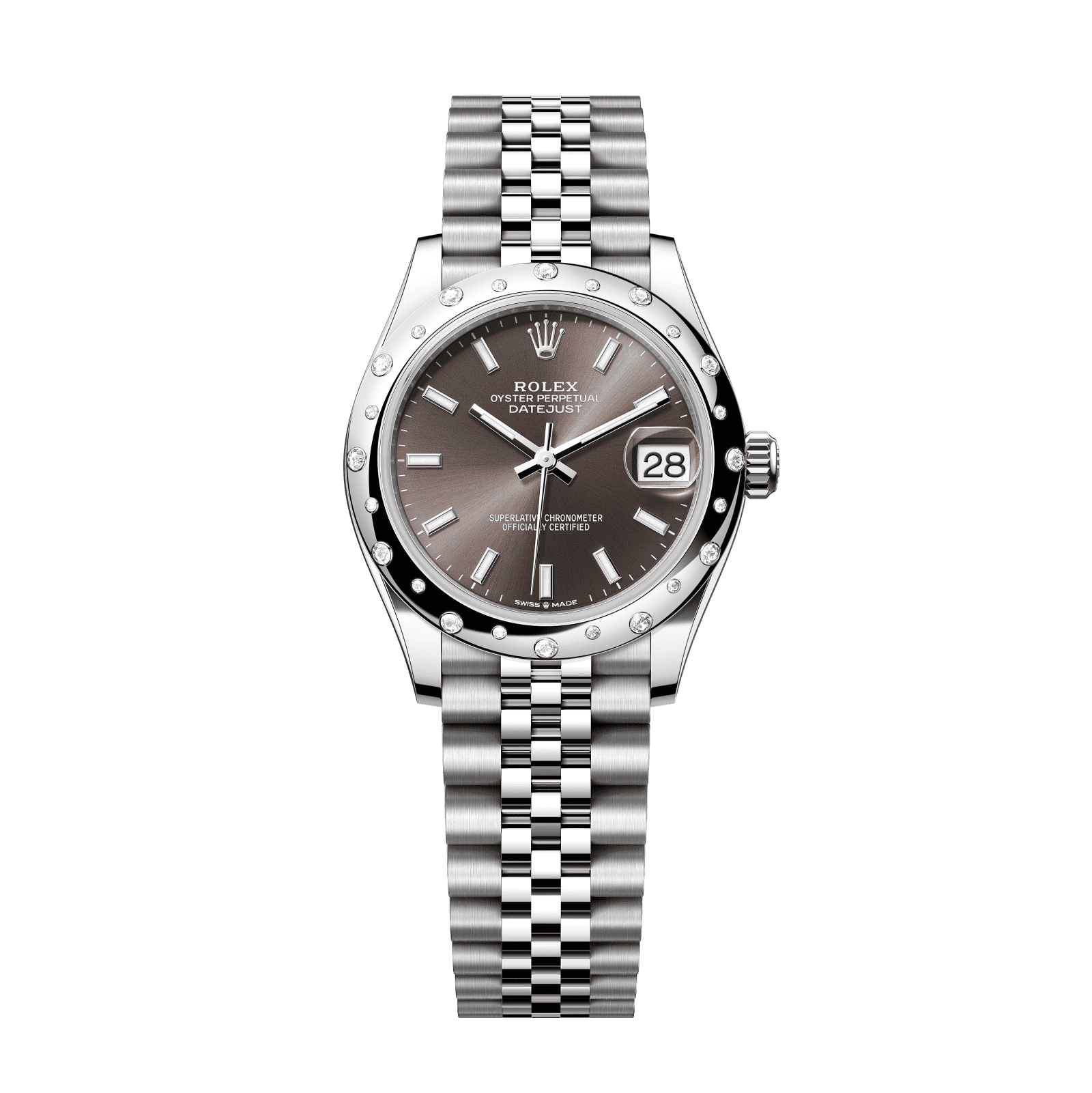 Rolex Datejust 31 31 mm Dark Grey Dial with Diamonds Oystersteel and White Gold Jubilee Bracelet 278344rbr-0018 - WATCHXNYC