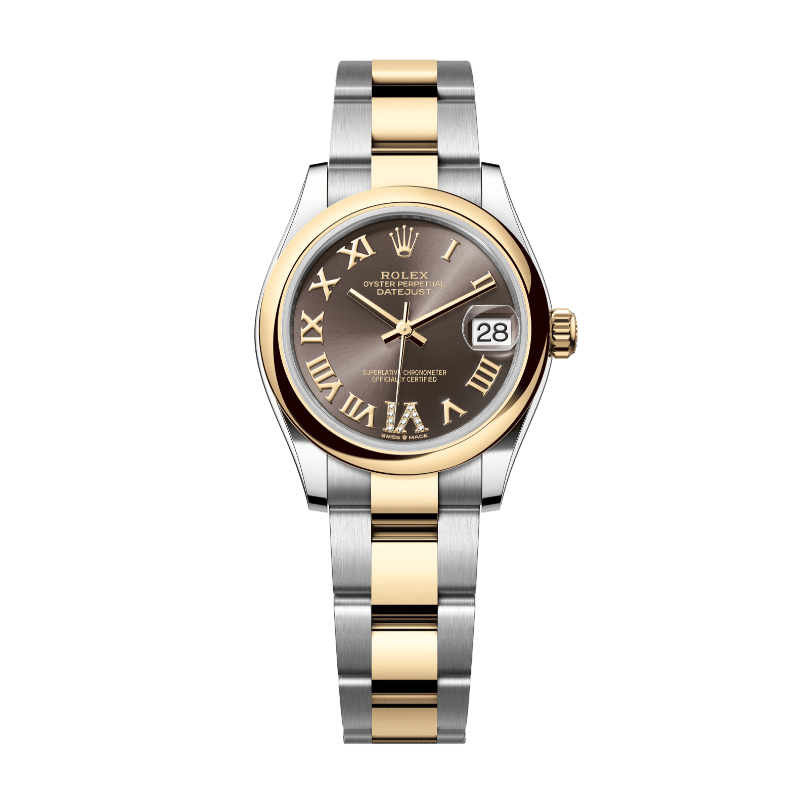 Rolex Datejust 31 31 mm Dark Grey Set With Diamonds Dial Oystersteel and 18k Yellow Gold Oyster Bracelet 278243-0017 - WATCHXNYC