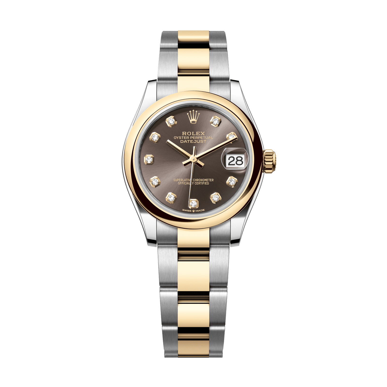 Rolex Datejust 31 31 mm Dark Grey Set With Diamonds Dial Oystersteel and 18k Yellow Gold Oyster Bracelet 278243-0021 - WATCHXNYC