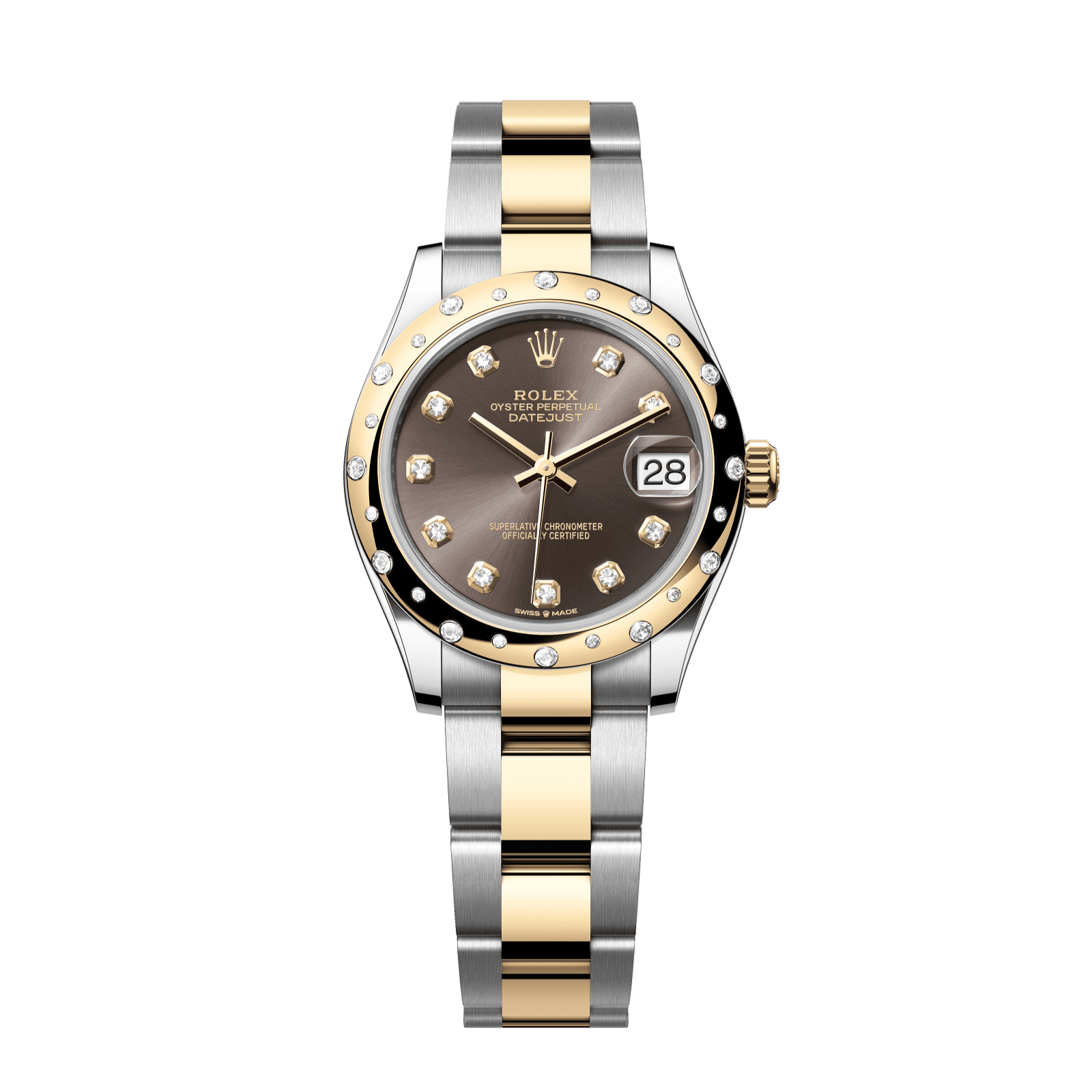 Rolex Datejust 31 31 mm Dark Grey Set With Diamonds Dial Oystersteel and 18k Yellow Gold Oyster Bracelet 278343rbr-0021 - WATCHXNYC