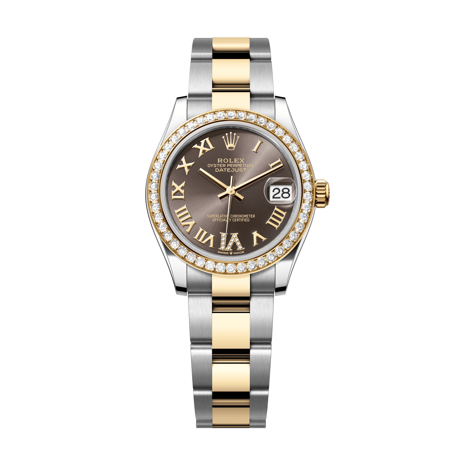 Rolex Datejust 31 31 mm Dark Grey Set With Diamonds Dial Oystersteel and 18k Yellow Gold Oyster Bracelet 278383rbr-0017 - WATCHXNYC