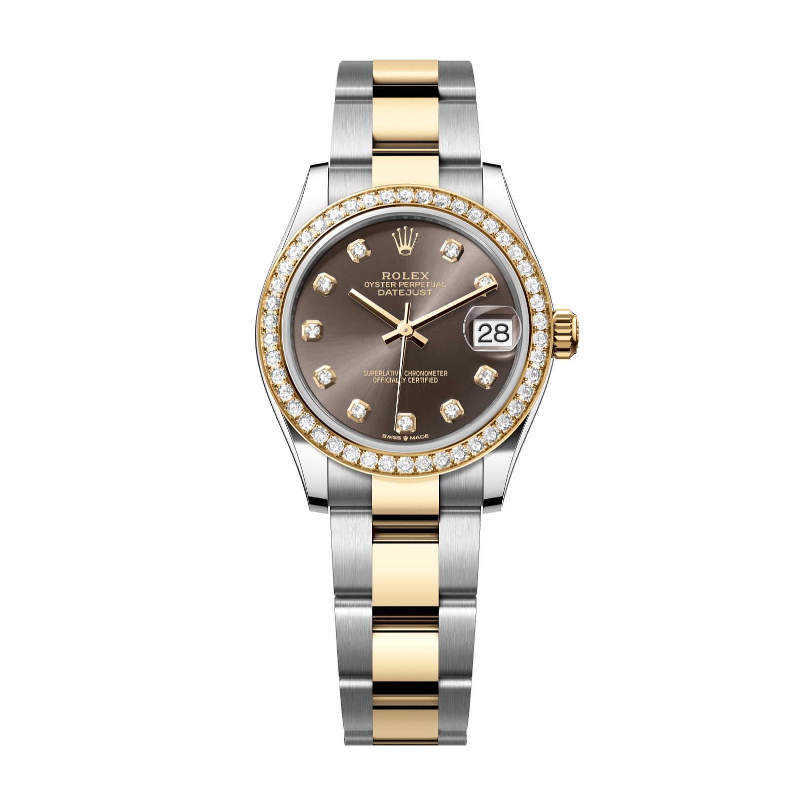 Rolex Datejust 31 31 mm Dark Grey Set With Diamonds Dial Oystersteel and 18k Yellow Gold Oyster Bracelet 278383rbr-0021 - WATCHXNYC