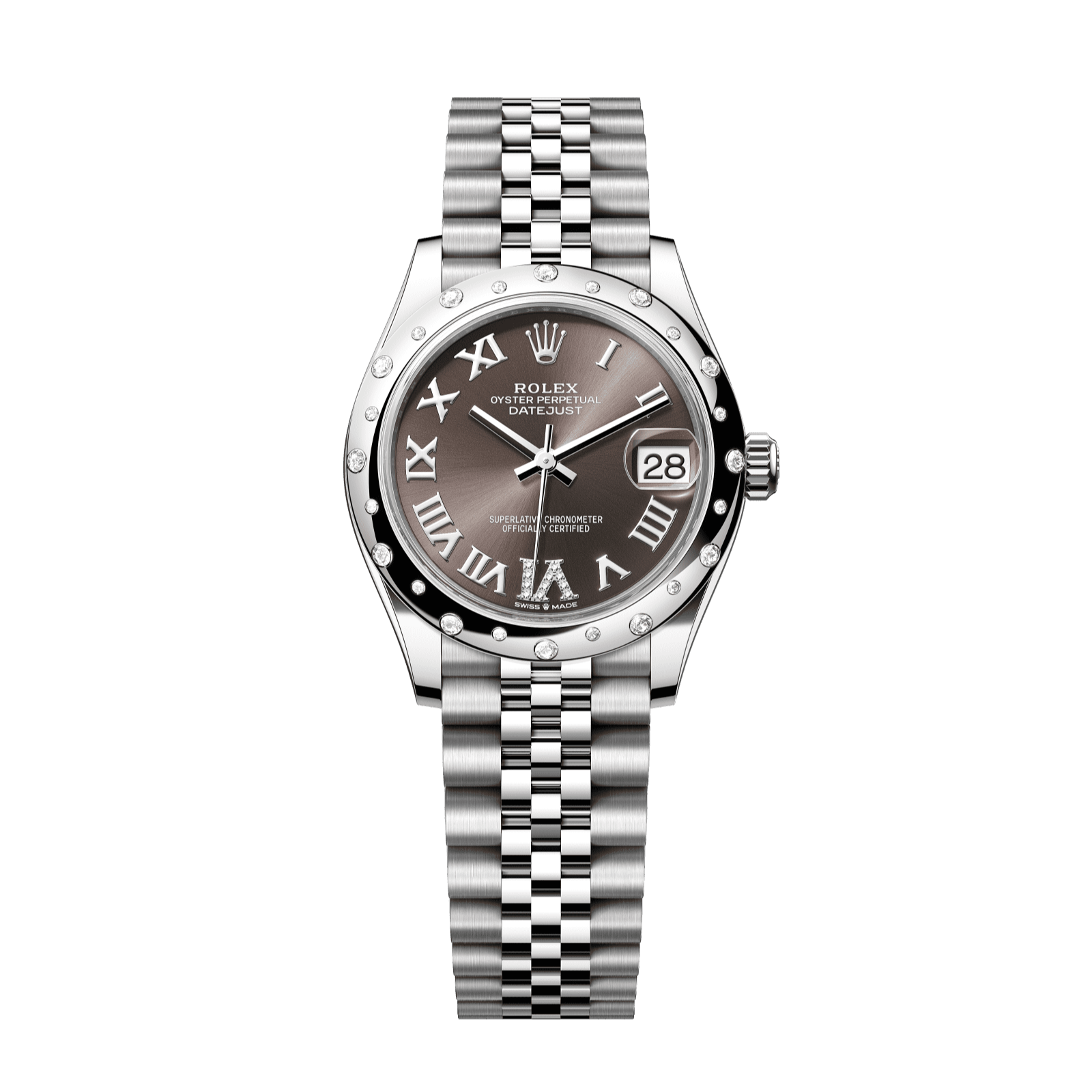 Rolex Datejust 31 31 mm Dark Grey Set With Diamonds Dial Oystersteel and White Gold Jubilee Bracelet 278344rbr-0030 - WATCHXNYC