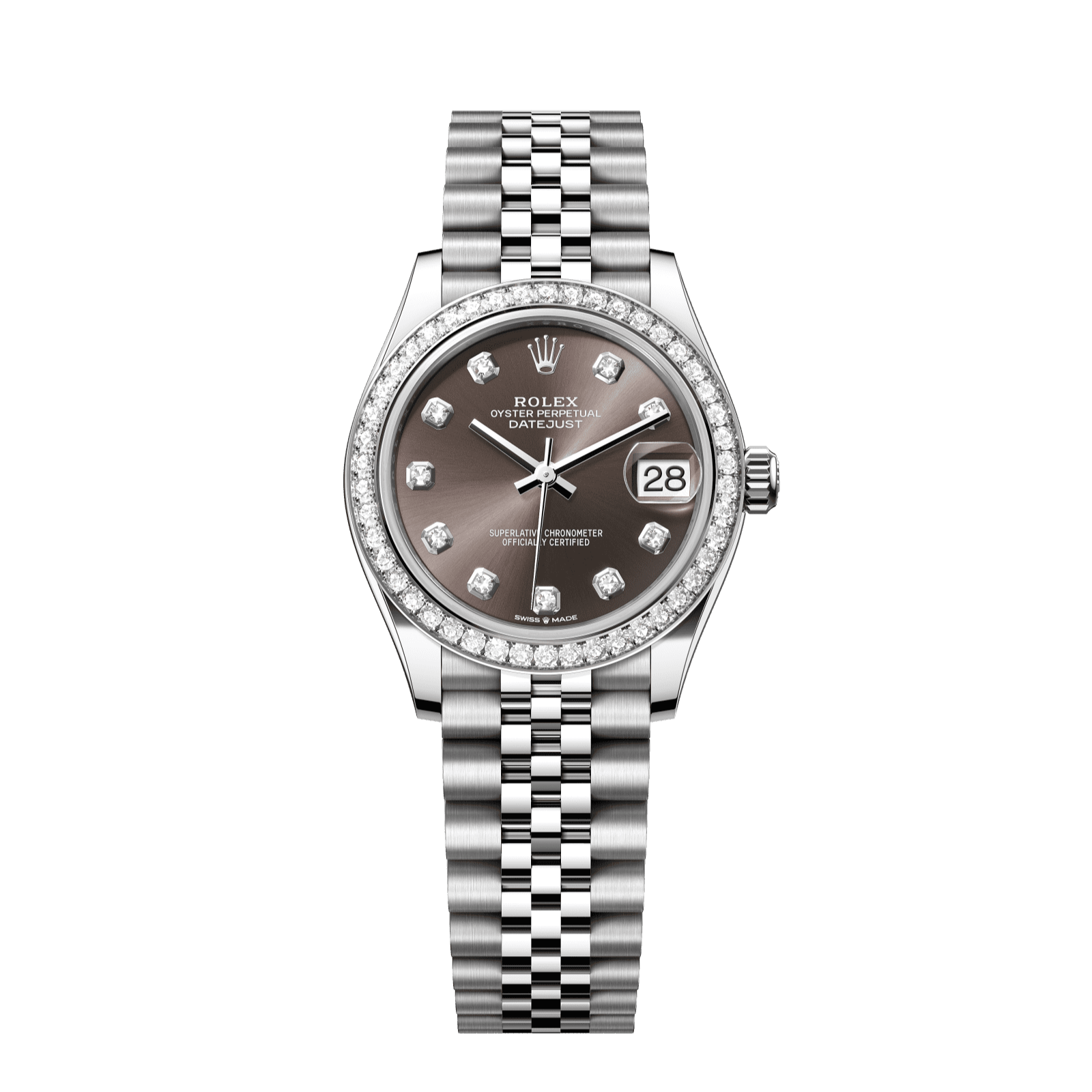 Rolex Datejust 31 31 mm Dark Grey Set With Diamonds Dial Oystersteel and White Gold Jubilee Bracelet 278384rbr-0010 - WATCHXNYC