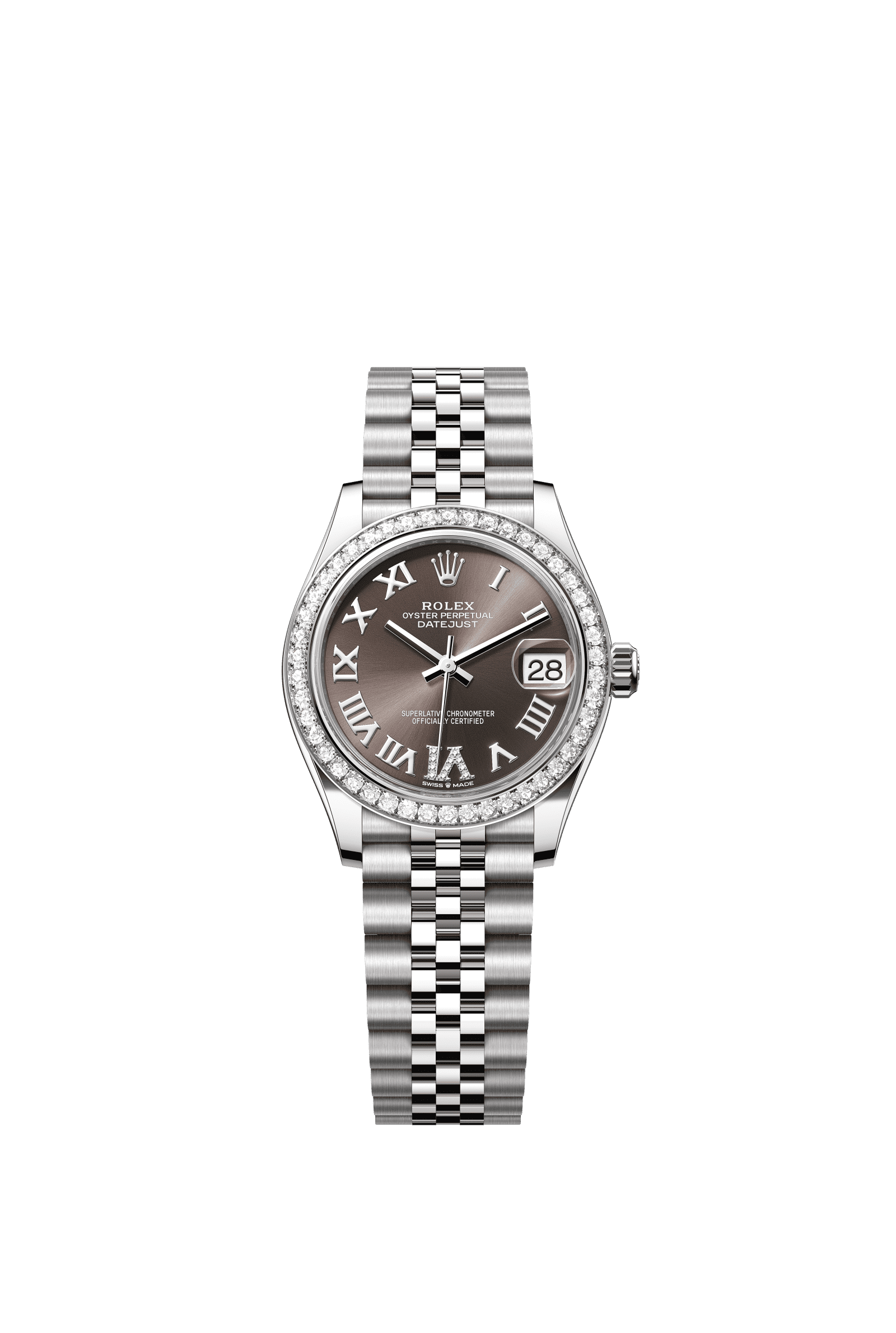 Rolex Datejust 31 31 mm Dark Grey Set With Diamonds Dial Oystersteel and White Gold Jubilee Bracelet 278384rbr-0032 - WATCHXNYC