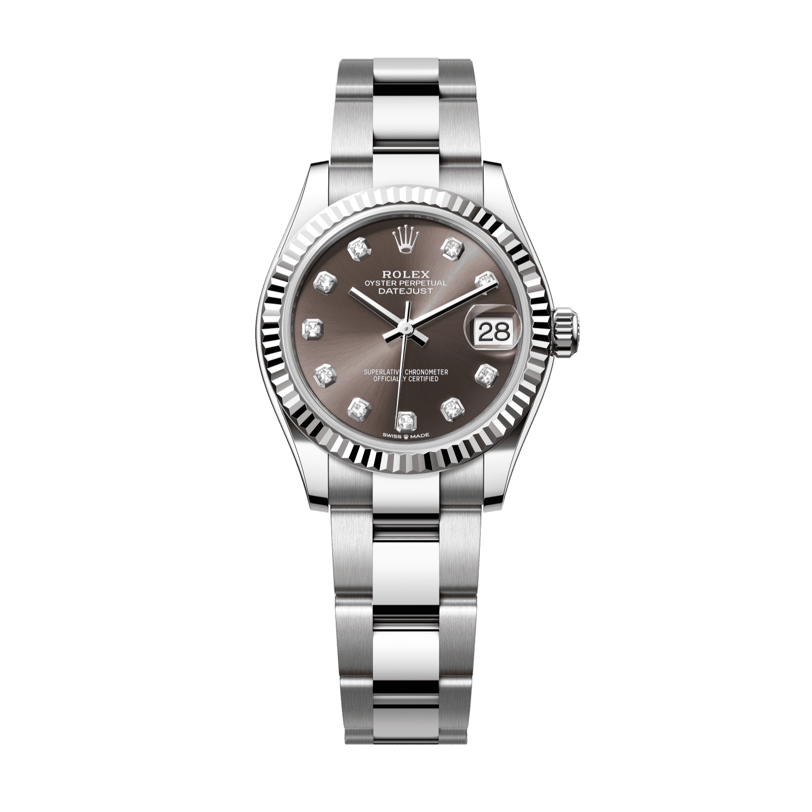 Rolex Datejust 31 31 mm Dark Grey Set With Diamonds Dial Oystersteel and White Gold Oyster Bracelet 278274-0007 - WATCHXNYC