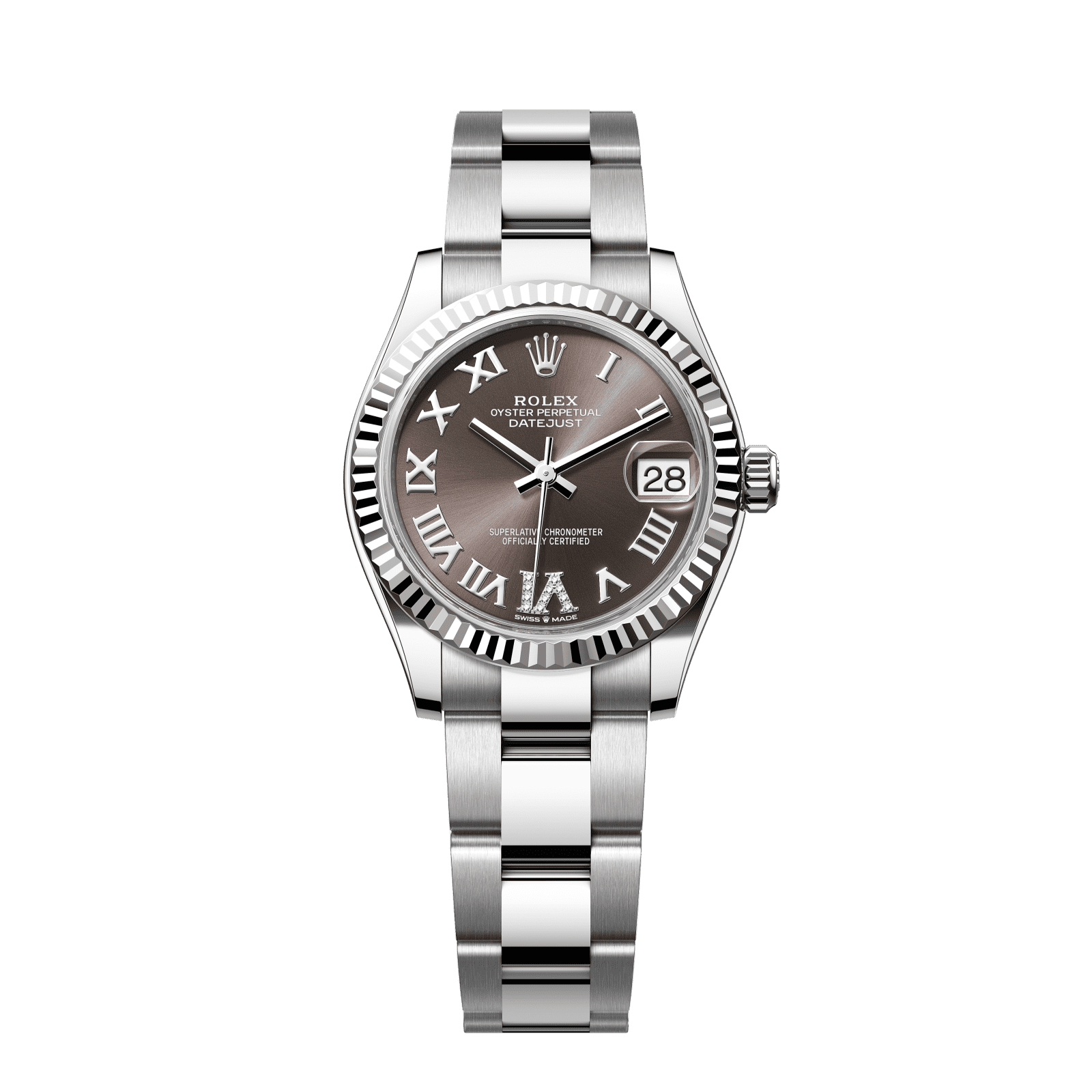 Rolex Datejust 31 31 mm Dark Grey Set With Diamonds Dial Oystersteel and White Gold Oyster Bracelet 278274-0027 - WATCHXNYC