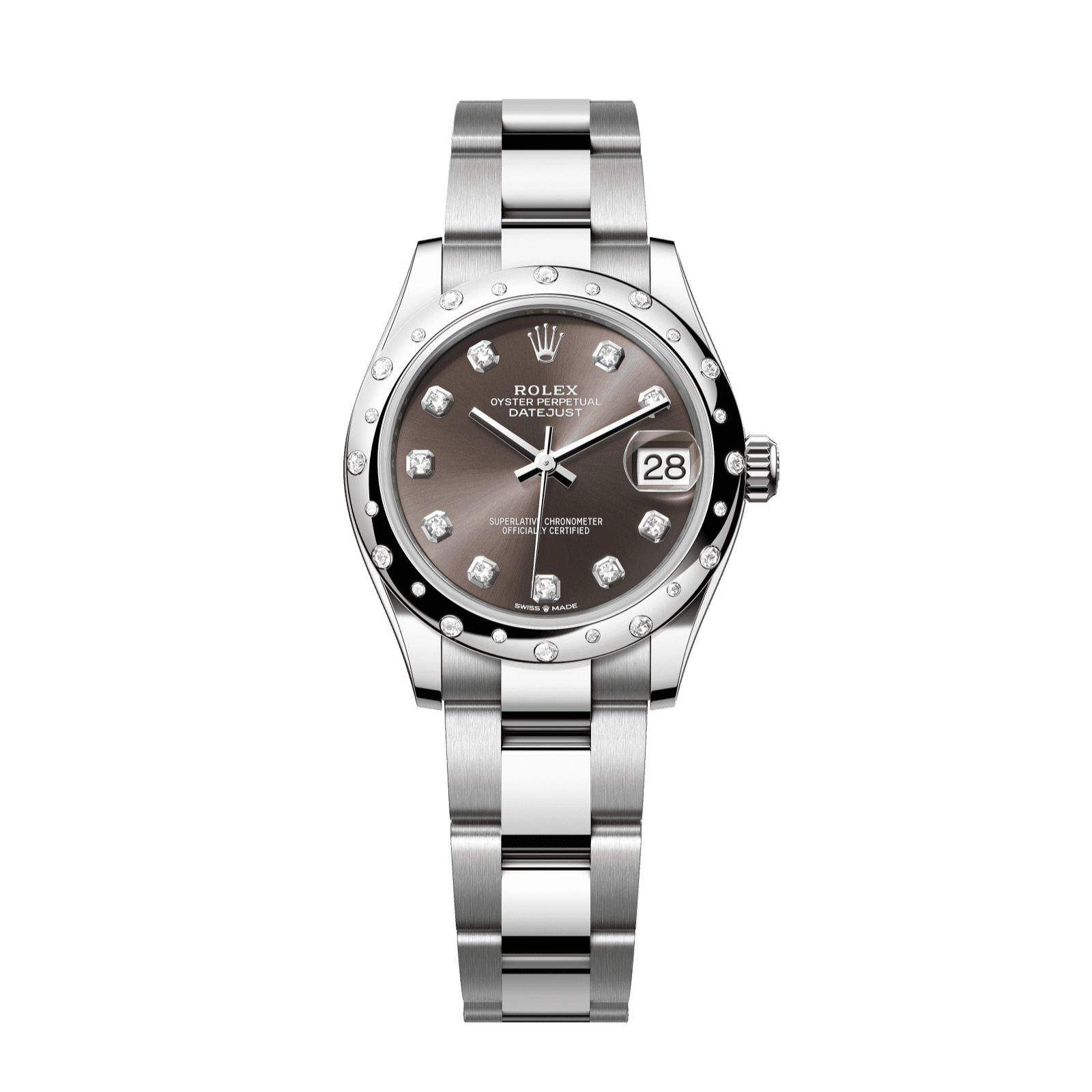Rolex Datejust 31 31 mm Dark Grey Set With Diamonds Dial Oystersteel and White Gold Oyster Bracelet 278344rbr-0007 - WATCHXNYC
